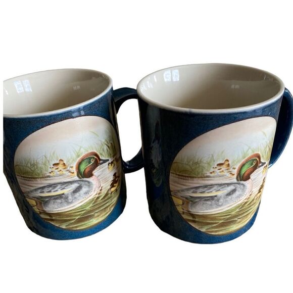 VINTAGE Otagiri Japan Pair of Bkue Ceramic Duck Coffee Tea Cup Mug - 12oz - Picture 4 of 5
